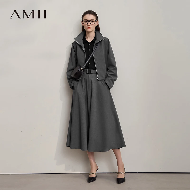 

Женская юбка AMII, осень 2023, новая минималистичная однотонная элегантная юбка-миди трапециевидной формы, свободная универсальная одежда для женщин 12523047