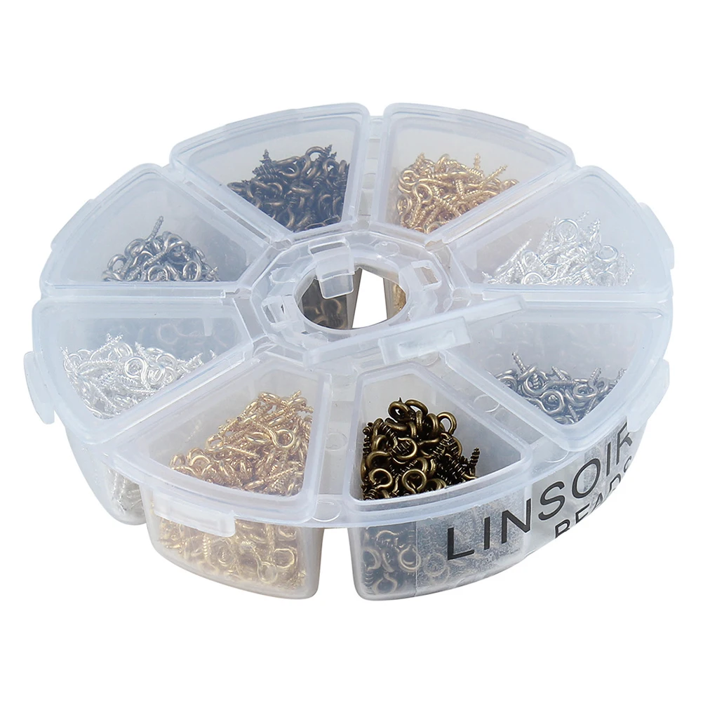

800pcs Screw Eye Bails Threaded Hooks Durable Strong Structure Ergonomic Design Corked Bottle Charms Crafting Diy Projects Mixed