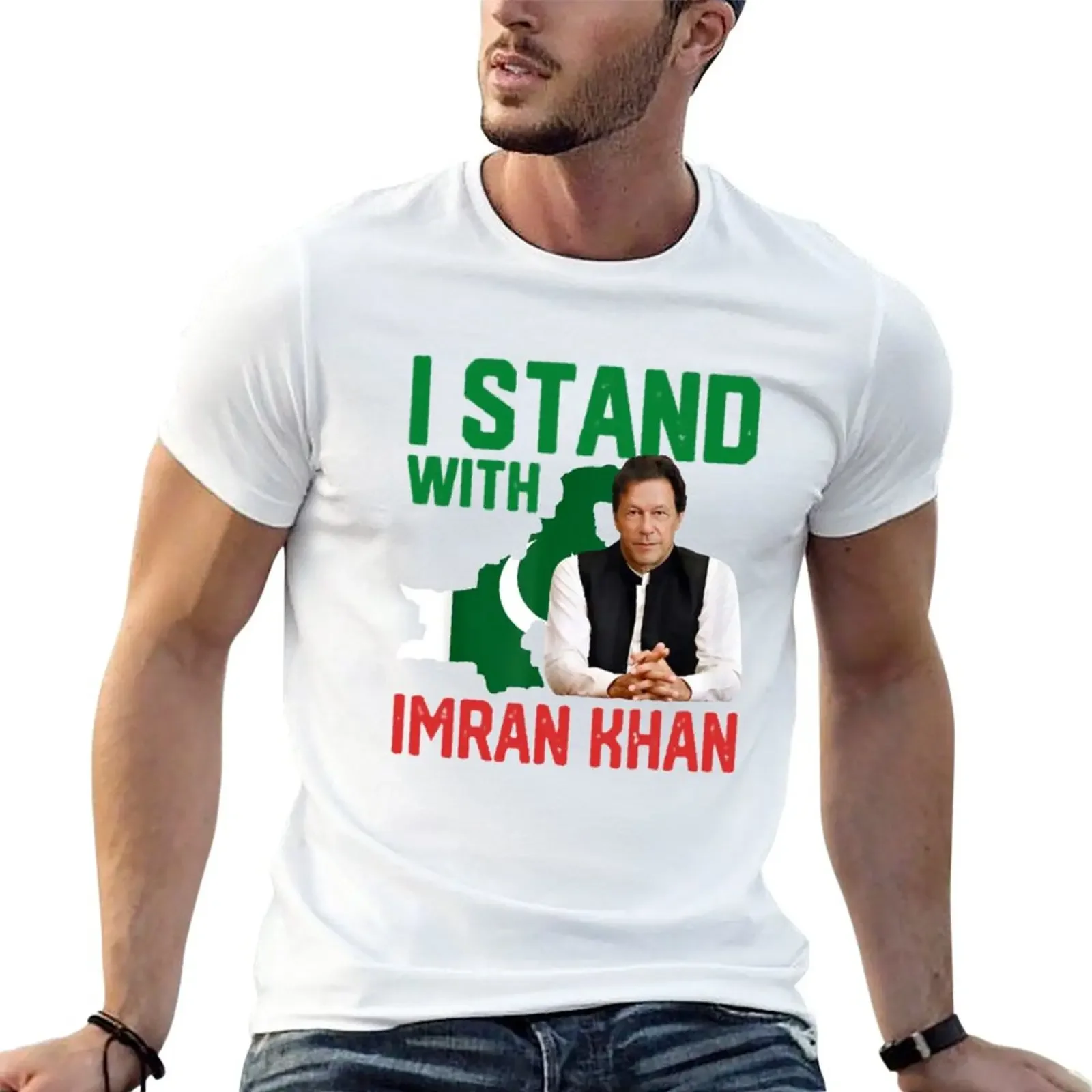 Ik Sta Met Imran Khan T-Shirt Zomerkleding Customizeds Heren T-Shirts