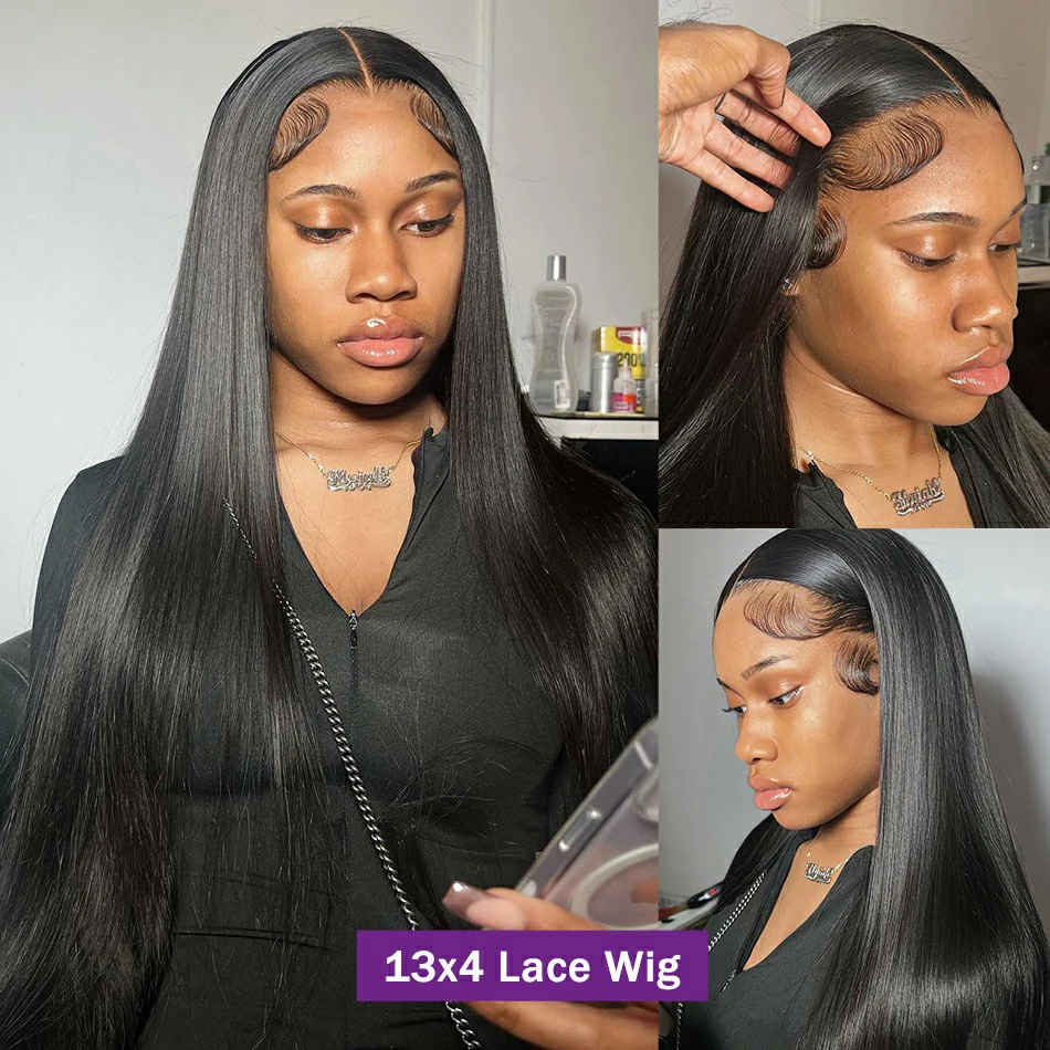 180 Density Bone Straight 13x6 HD Lace Front Human Hair Wigs 30 38 Inch Brazilian 13x4 Lace Frontal Wig Pre Plucked For Women