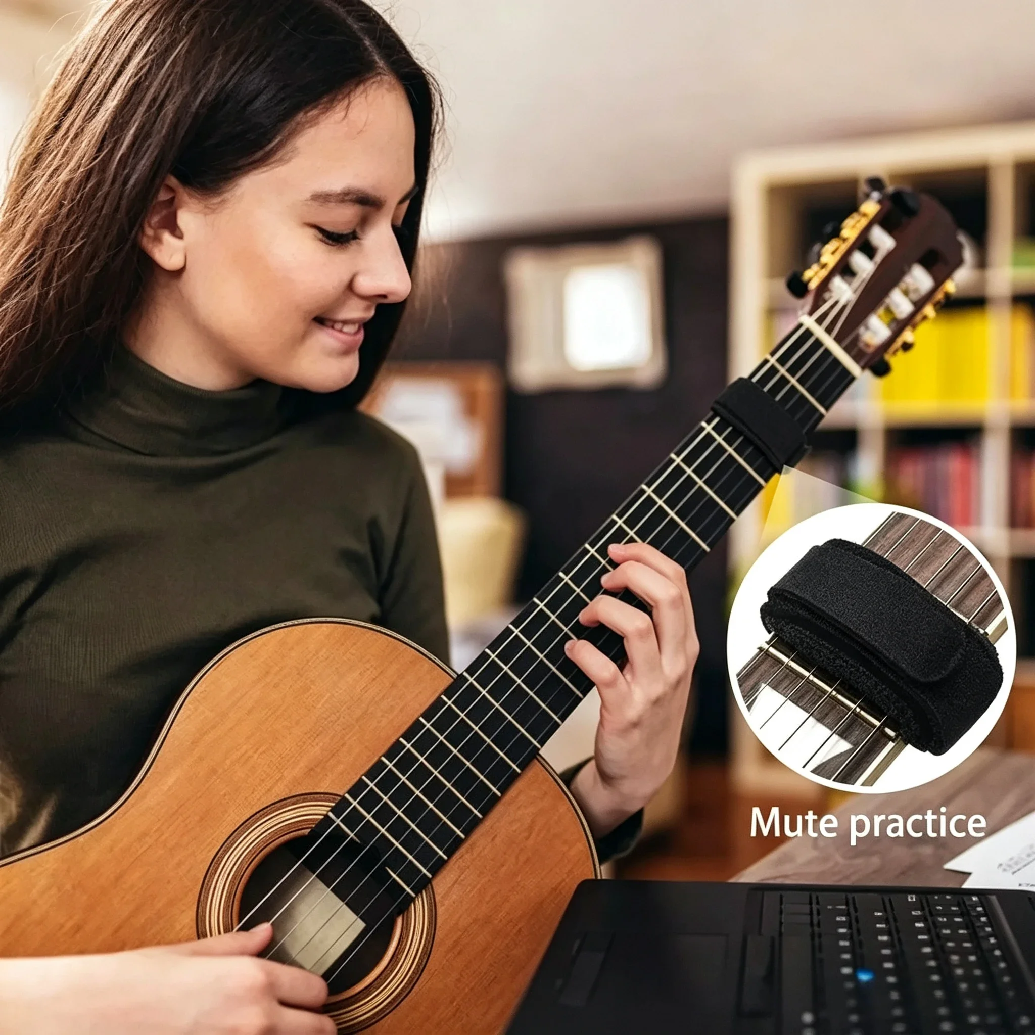 Black Guitar String Mute Wraps, Noise Reducing Fret Silencers for Guitar, Bass, Ukulele