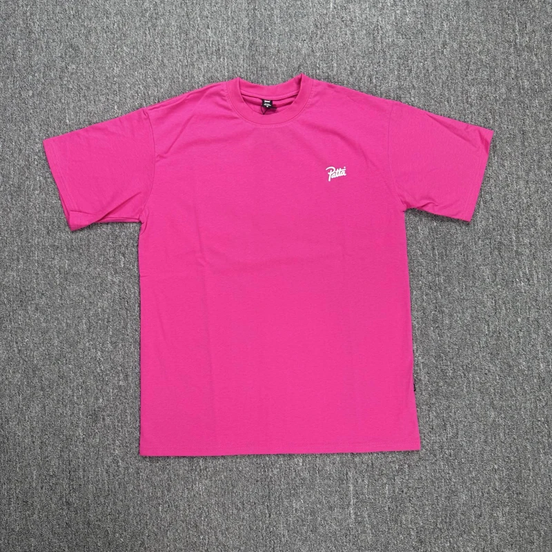 New Color High Quality Men Women T-shirt Fuchsia Tops Comfortable Cotton Breathable Print Patta Short Sleeved T-shirt