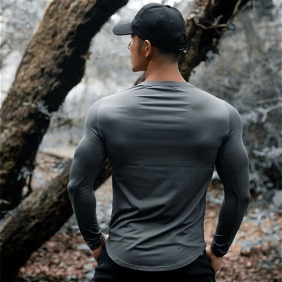 Men\'s Quick Drying Running Long sleeve T-shirt Sport Gym Tight Fitting T-shirt Training T shirts Fitness Top Oversized Clothing