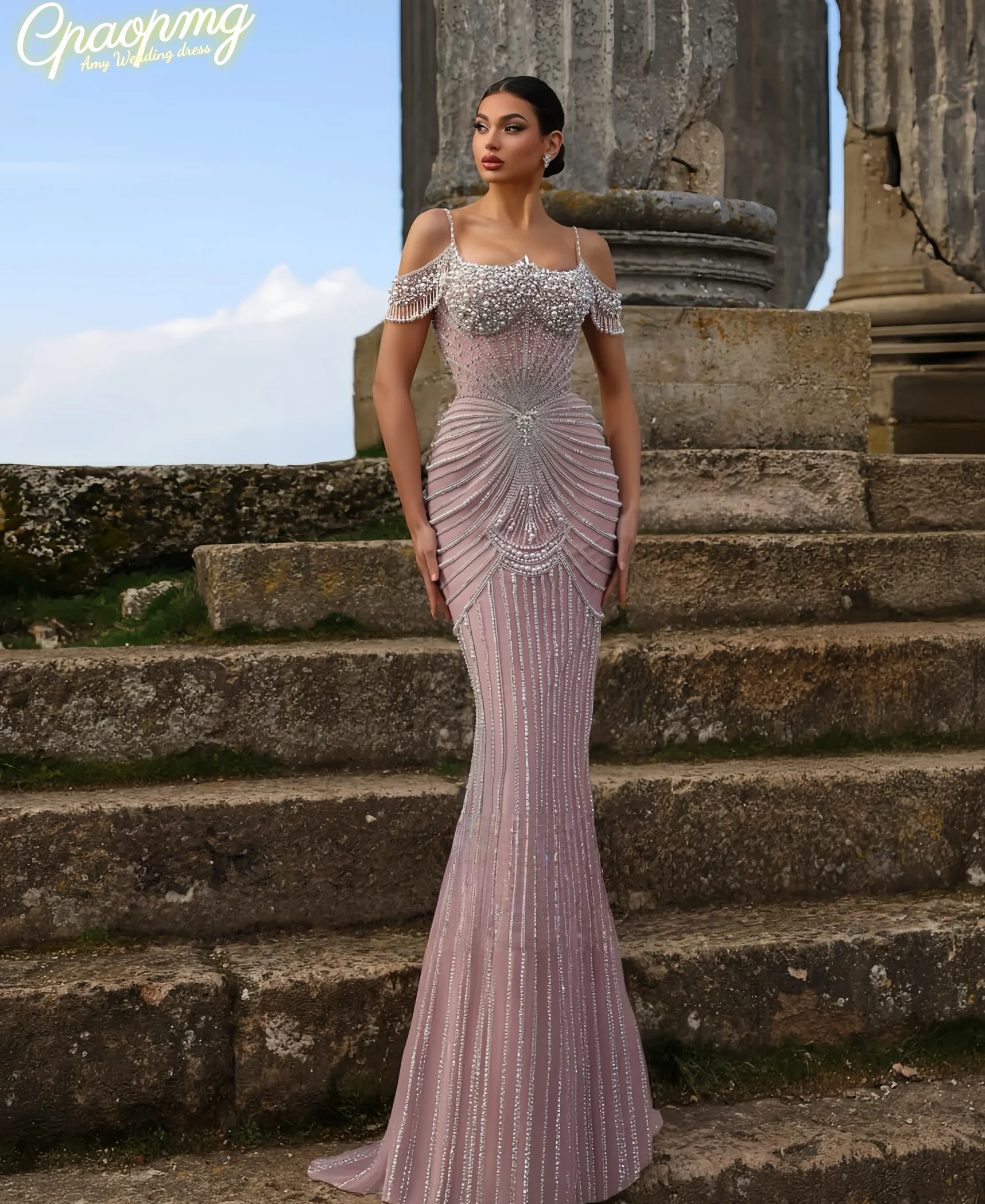 

Customized Sweet collar sleeveless mermaid lace sexy vestidos de novia dress