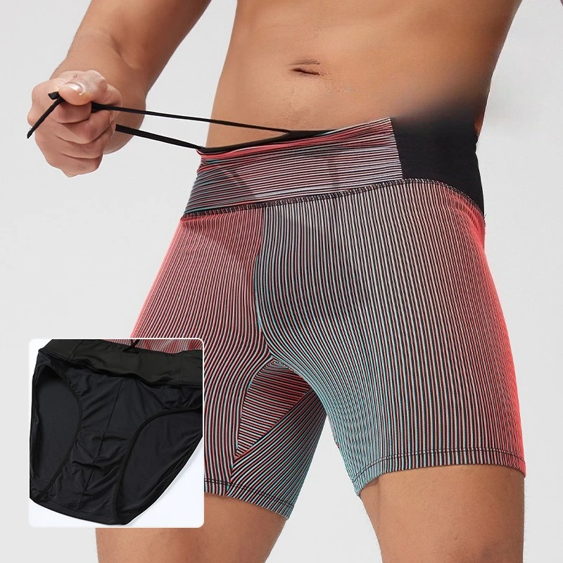 

Мужские компрессионные шорты с высокой талией, модные двухслойные шорты на шнурке для бега в тренажерном зале, дышащие, быстросохнущие, впитывающие влагу