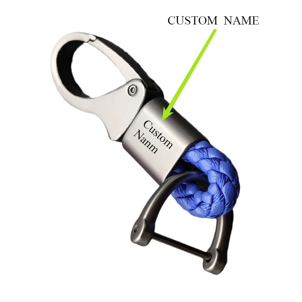 

Durable Metal Carabiner Keychain Braided Rope Key Ring Small Compact Custom Name Text Key Holder Multi Colors Gift for Men Women