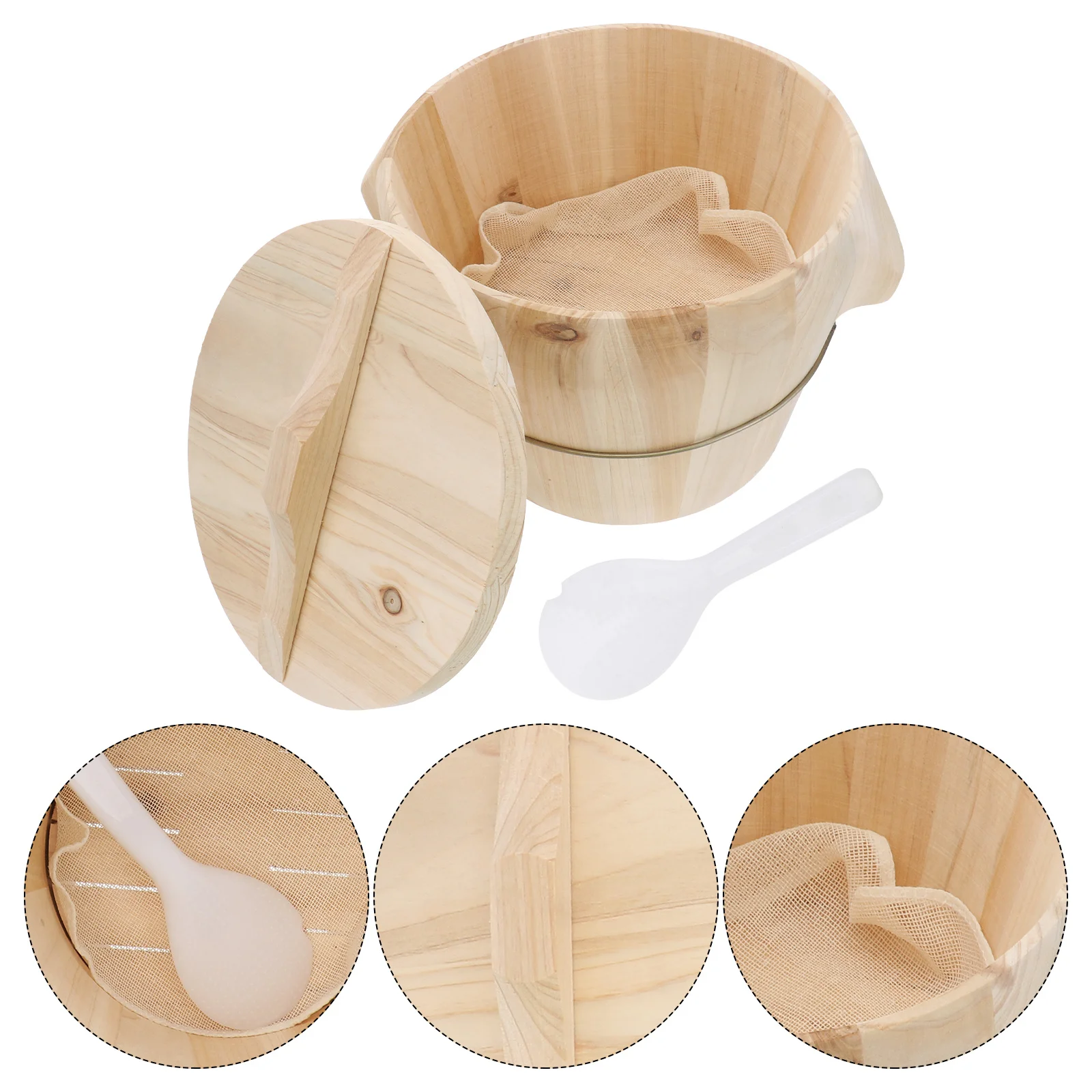 

1Pcs Wooden Steaming Rice Bucket Fast Cooking Inner Cut Design Movable Bottom Practical Kitchen Steamed Barrel