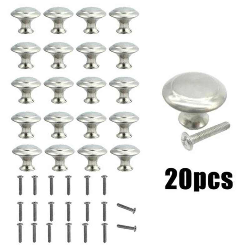 20Pcs Stainless Steel Door Knobs Cupboard Drawer Pull Furniture Handles Kitchen Cabinet Door Wardrobe Handles Hardware