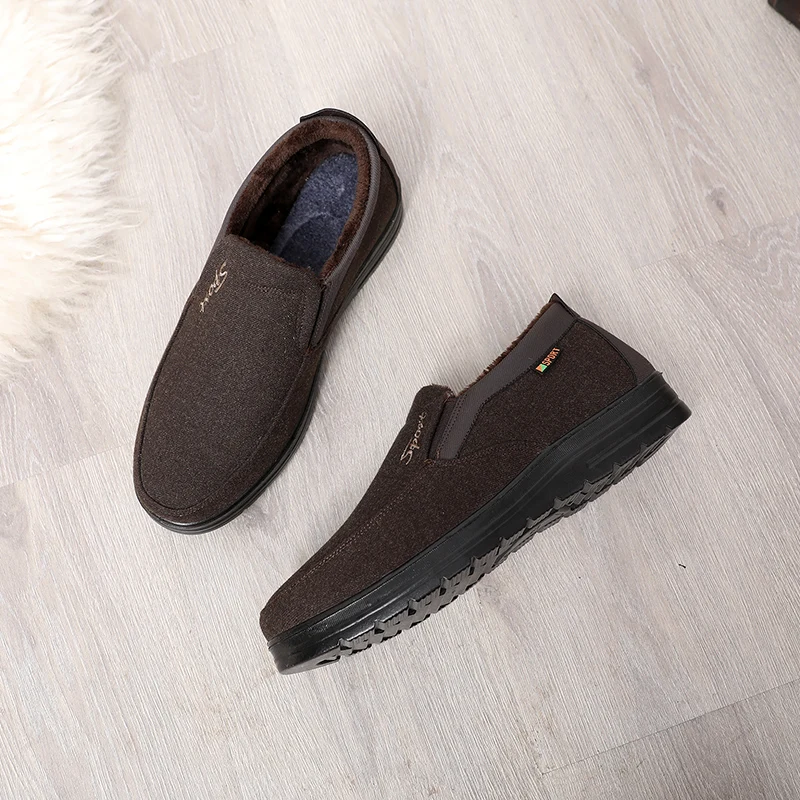 Winter Men's Cotton Shoes Casual Dad Shoes Velvet Warm Classic Cloth Shoes Soft Sole Non-slip Middle-aged Elderly Father Men's