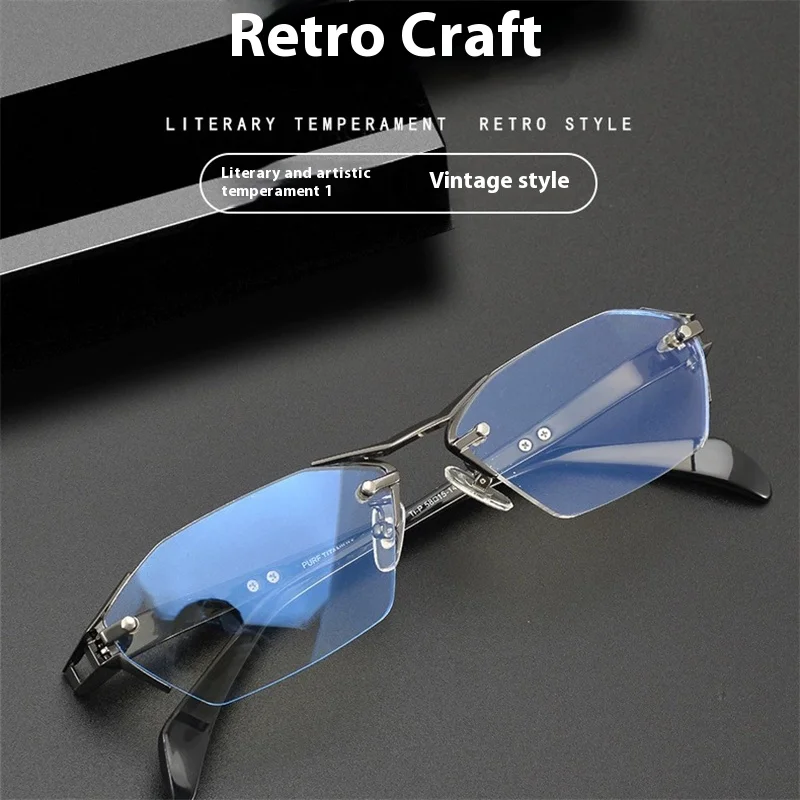 럭셔리 브랜드 순수 티타늄 안경 테두리 없는 커팅 안경 슈퍼 빈티지 정교한 안경