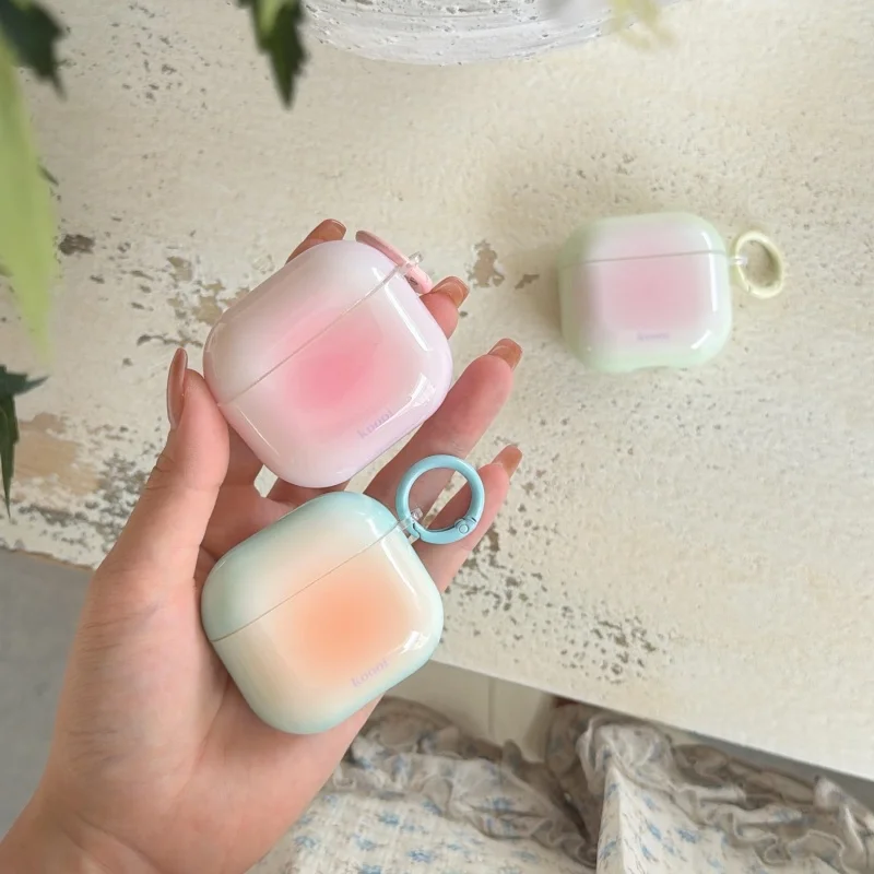 Anti-fall Cute Gradient Color IMD Earphone Case with Ring for Airpods Pro, Pro2, Pro3, 1, 2, 3, 4, - view 4