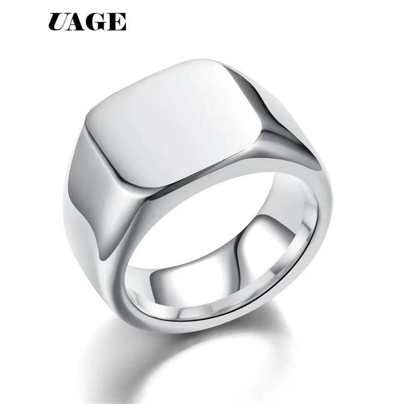 UAGE Fashion 14mm Glossy bright wedding ring for men male naver fade stainless steel engagement Rings Jewelry Wholesale