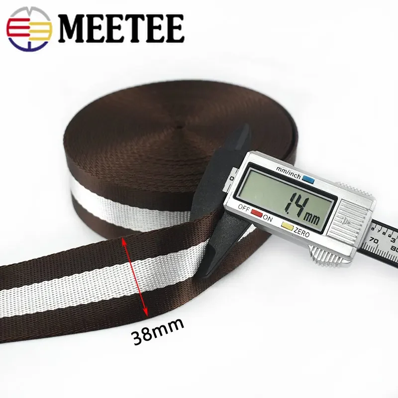 5Meters Meetee 38mm Thicken Nylon Stripe Webbing for Car Seat Belt Ribbon DIY Bags Strap Decoration Band Tape Sewing Accessories