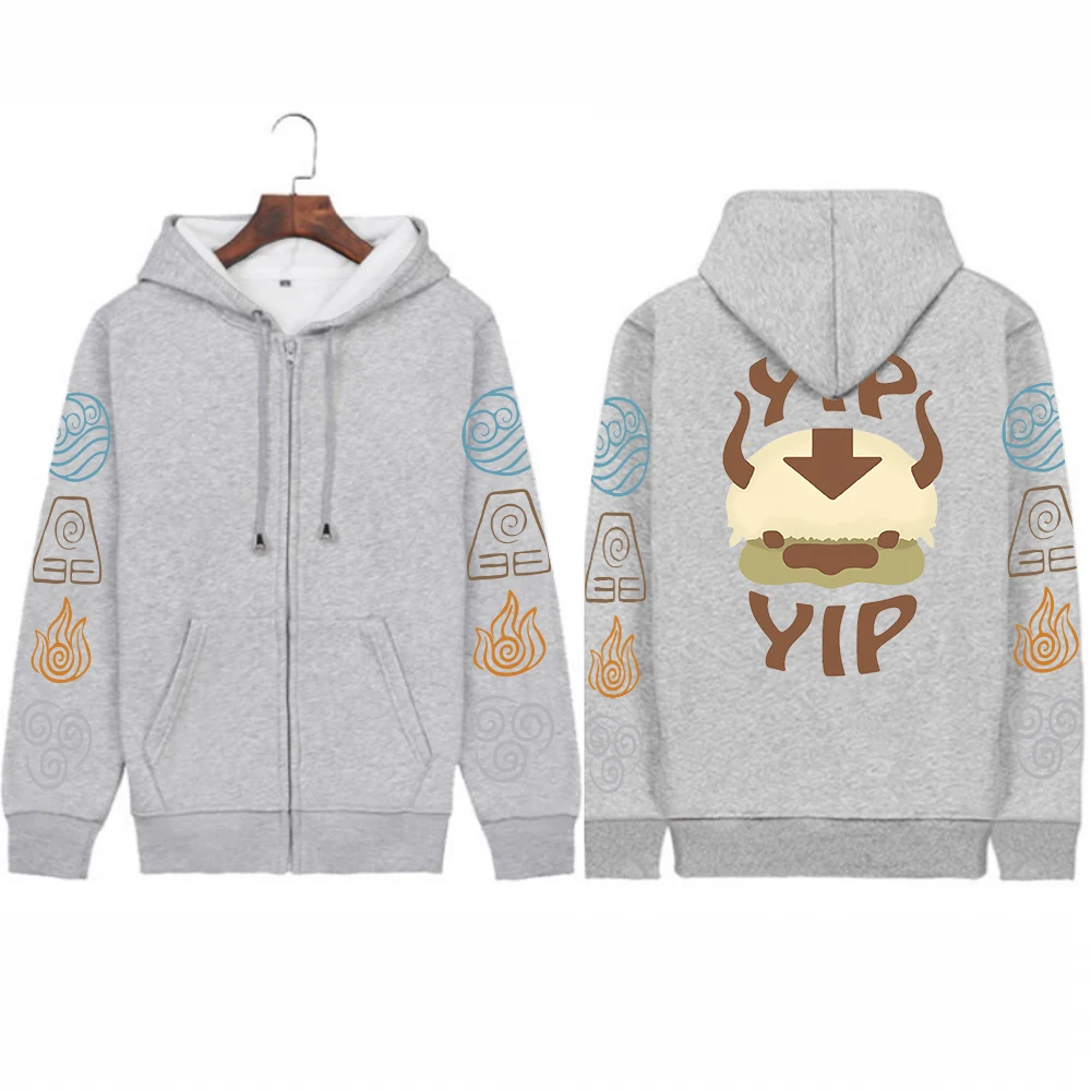 Appa Yip Printed Hooded Avatar The Last Airbender Anime Hoodie Men Women Plus Size Zipper Hoodies Harajuku Unisex Sweatshirt