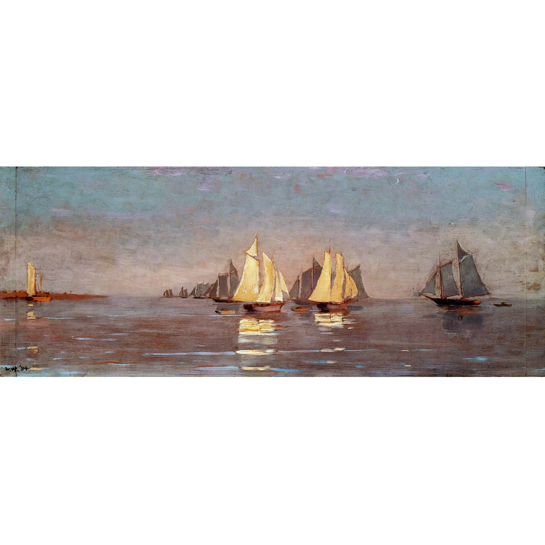 Hand painted high quality reproduction of Mackerel Fleet at Dawn by Winslow Homer Seascape oil painting on canvas Home decor