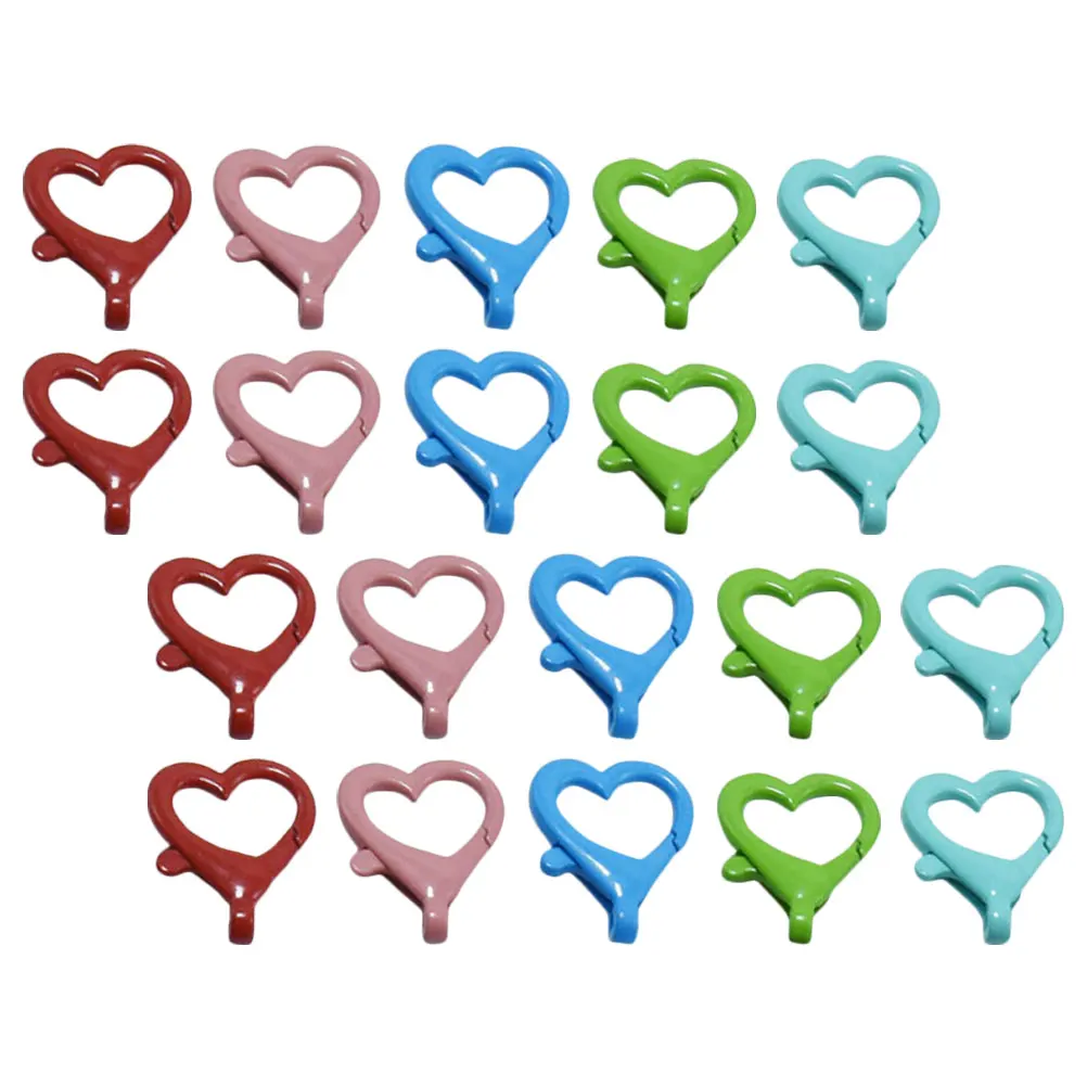 

20pcs Heart Shape Lobster Clasps Colorful Zinc Alloy Connector for Bracelet Necklace DIY Projects Keychain Accessories