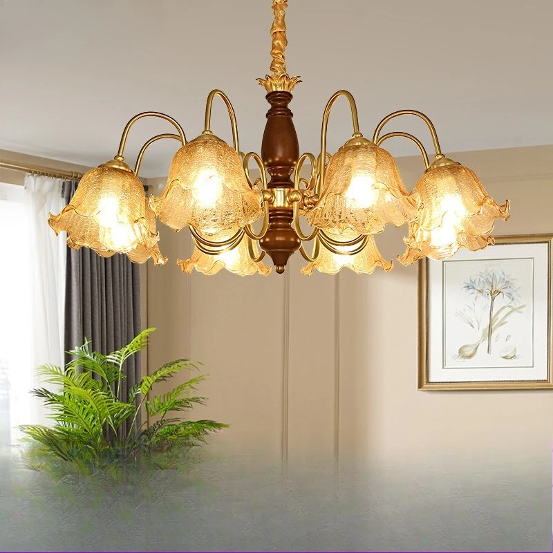 

American retro chandelier living room dining room bedroom lighting country retro style wrought iron glass medieval simple atmosp