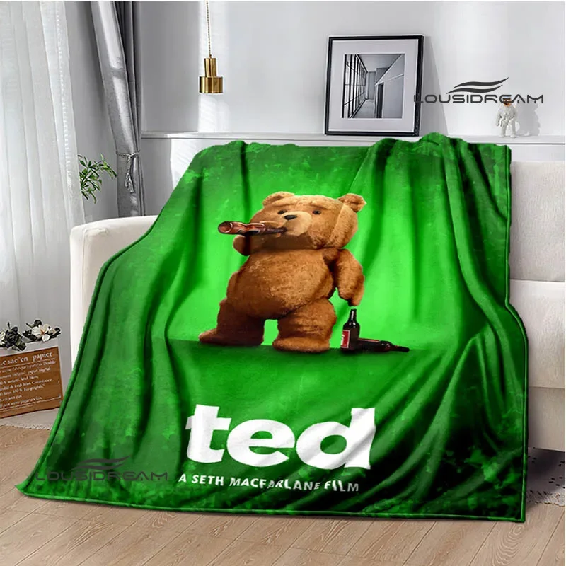 Cartoon Teddy bear Ted Printed blankets Warm Flannel blankets Soft and comfortable blanket bed linings Birthday Gift