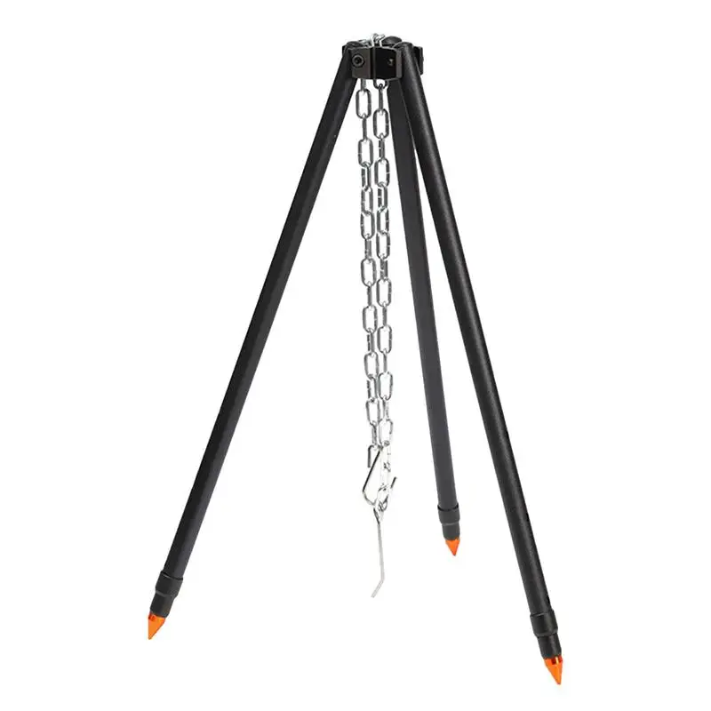 

Camping Tripod Stand BBQ Tripod Rack Fire Tripod Cooking Grill Supplies Camping Campfire Tripod With Chain For Family Outings