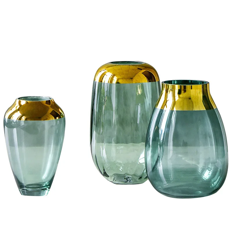 Modern simple transparent glass vase ornament, living room dining table green Phnom Penh flower ware home decoration