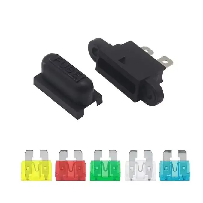【10-2PCS】 Waterproof Auto Standard Middle Fuse Holder + 1-50A Car Boat Truck ATC ATO Blade Fuse 1-5A 7.5A 10A 15-50A
