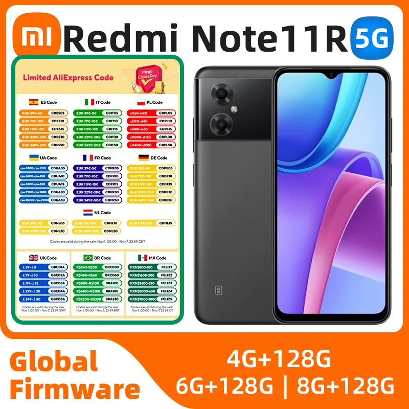 

Смартфон Xiaomi Redmi Note 11R 5G MTK Dimensity 700 Octa Core 90 Гц 6,58 дюйма с точечным дисплеем, аккумулятор 5000 мАч