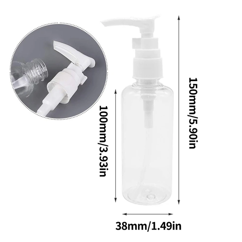 Botellas de viaje transparentes con bomba, botella dispensadora de loción para agua, Aceite de Masaje, champú, paquete de 36, 3,4 Oz/100Ml