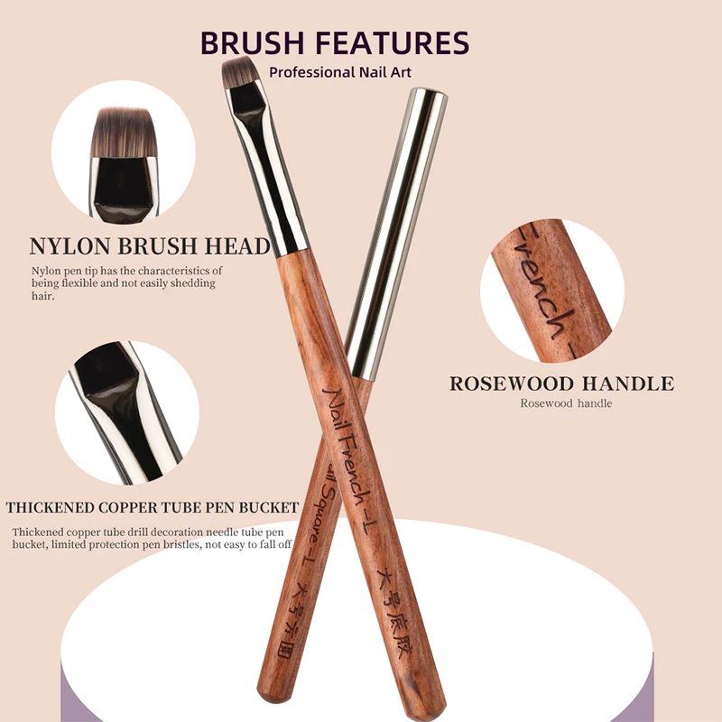 New Prouduct Big Square Flat Painting 7mm Short Round Nail Gel Brush Logo Private Label Sandalwood Nail Art Brushes Wholesale