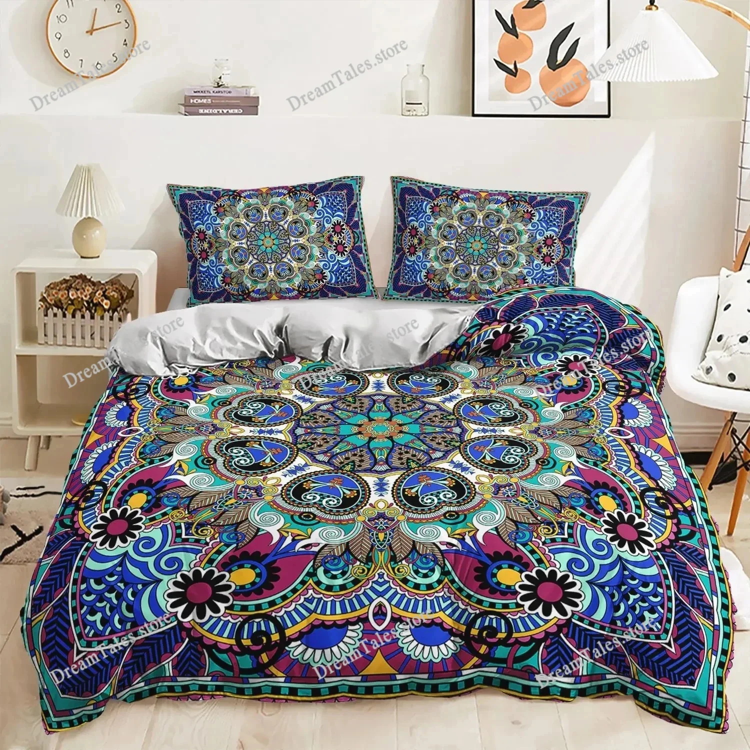 

3d Bohemian Bedding Set Boho Flowers Duvet Cover Pillowcases Queen King Size 23pcs Bed Linens for Woman Couple