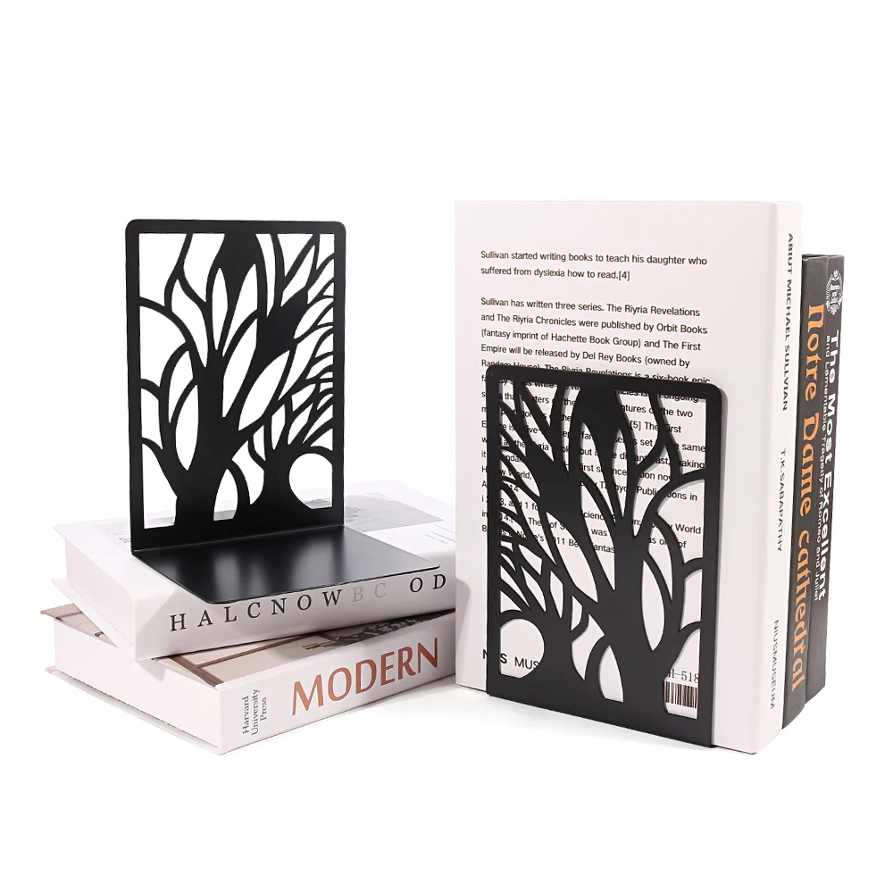 2 Stück Baum Schatten Bücher enden für Regale Pflicht Buchs tütze schweres Buch Eisenst änder Regal Bücherregal Ständer Eisen Home Desk Briefpapier