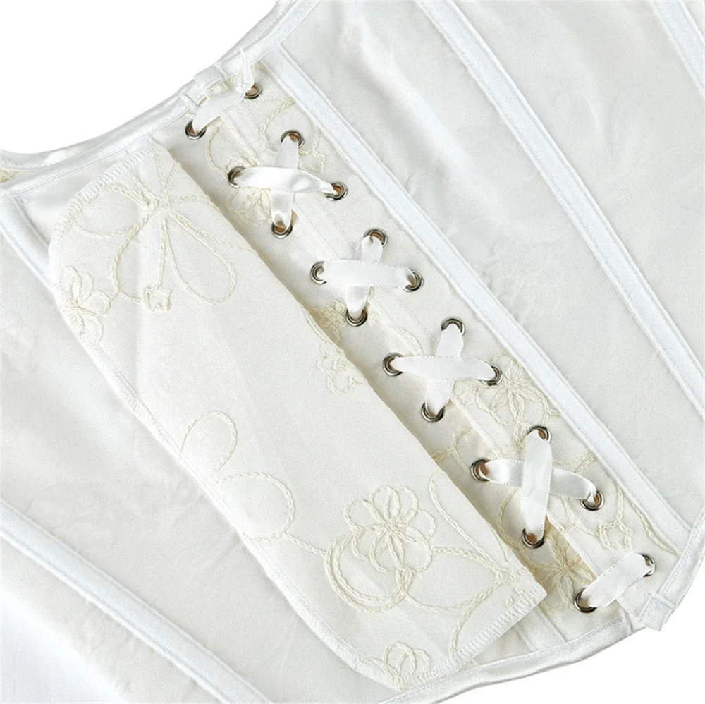 خمر الأبيض الجاكار مشد سترة المرأة الفيكتوري حزام الكتف overالصدر المشدات المحاصيل الأعلى القوطية Korsett الملابس الداخلية محدد شكل الجسم