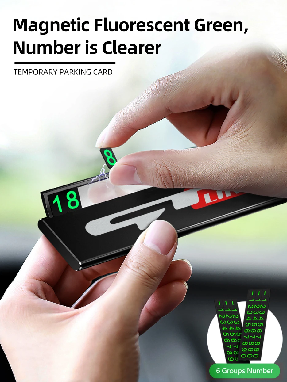 Ultra-thin Car Temporary Parking Card Phone Number Drawer Hideable Luminous One-click hid Telephone Number Plate