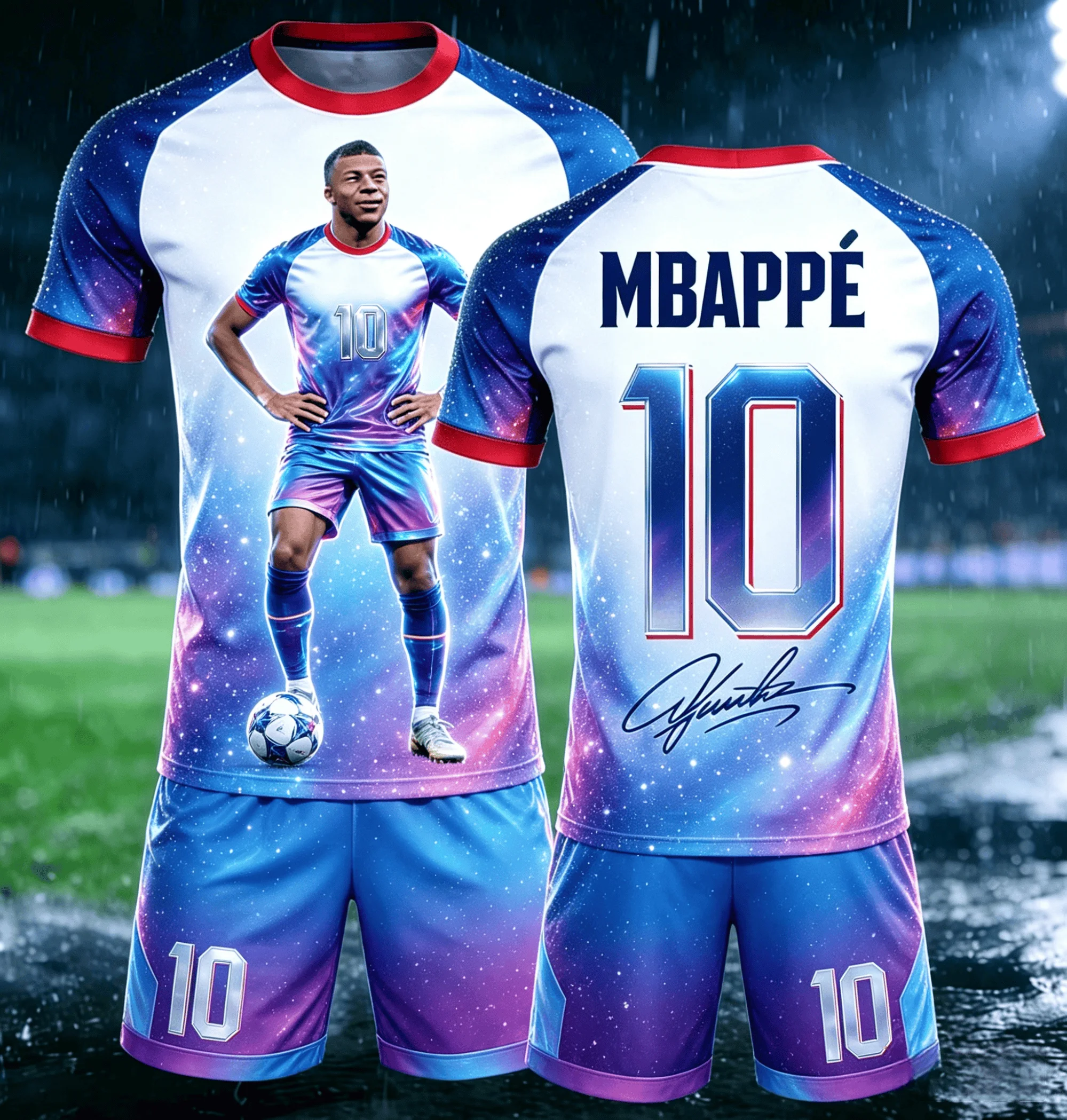 Summer hot selling Mbappe 10 commemorative edition adult/children's quick drying loose sports T-shirt shorts set  familyMatching