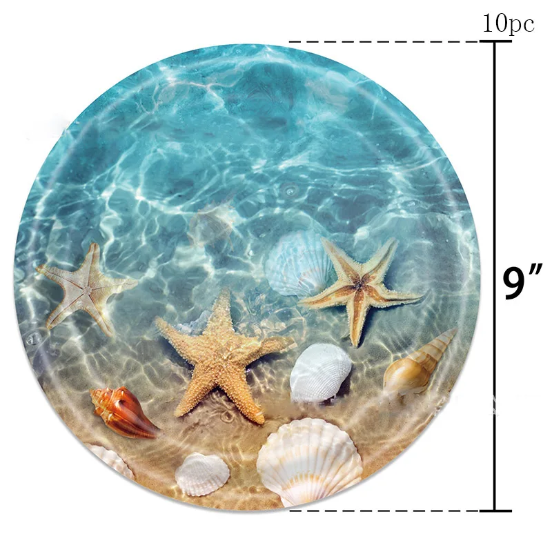 10 Gäste Welle Wellen Party Einweggeschirr Meer Strand Party DIY Seestern Muschel Sommer Geburtstag Babyshower Zubehör – Detail 4