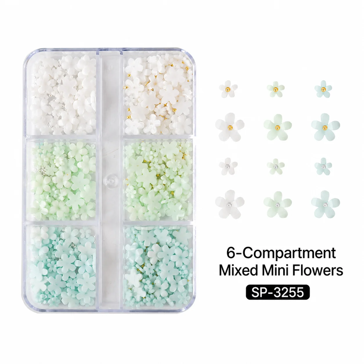 1 Boxes 3D Flower Nail Charms Set Colorful Acrylic Flower Nail Art Decoration Parts Caviar Beads for DIY Manicure Accessories