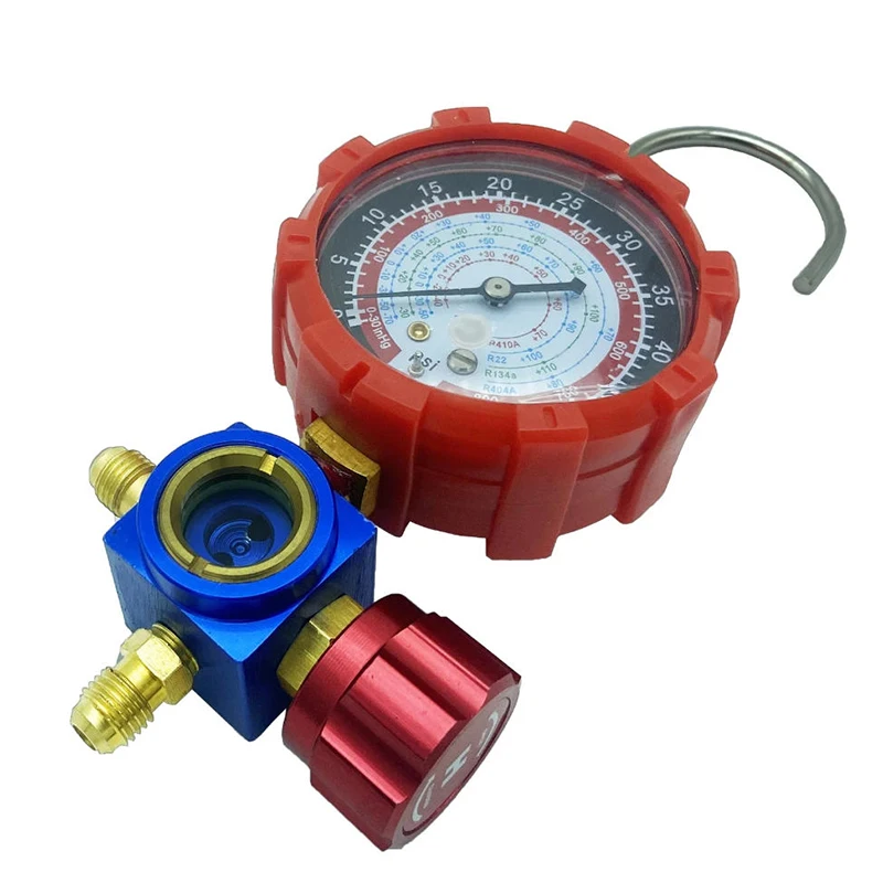 Air Condition Gauge For R410A R22 R134a R404A Valve 500psi/800psi Refrigerants Manifold Gauge Manometer with Visual Mirror