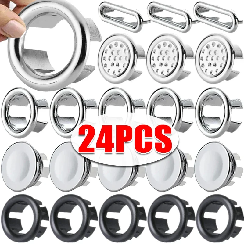 Plastic Sink Hole Overflow Cover Bathroom Kitchen Basin Trim Bath Drains Caps Replacement Sink Wash Basin Overflow Ring Plug