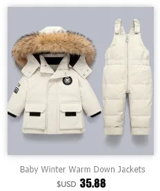 Winter Warm Down Jackets Boys Thicken Jumpsuit Parka Overalls Baby Toddler Girl Clothes Kids Snowsuit Children Clothing Set 2pcs