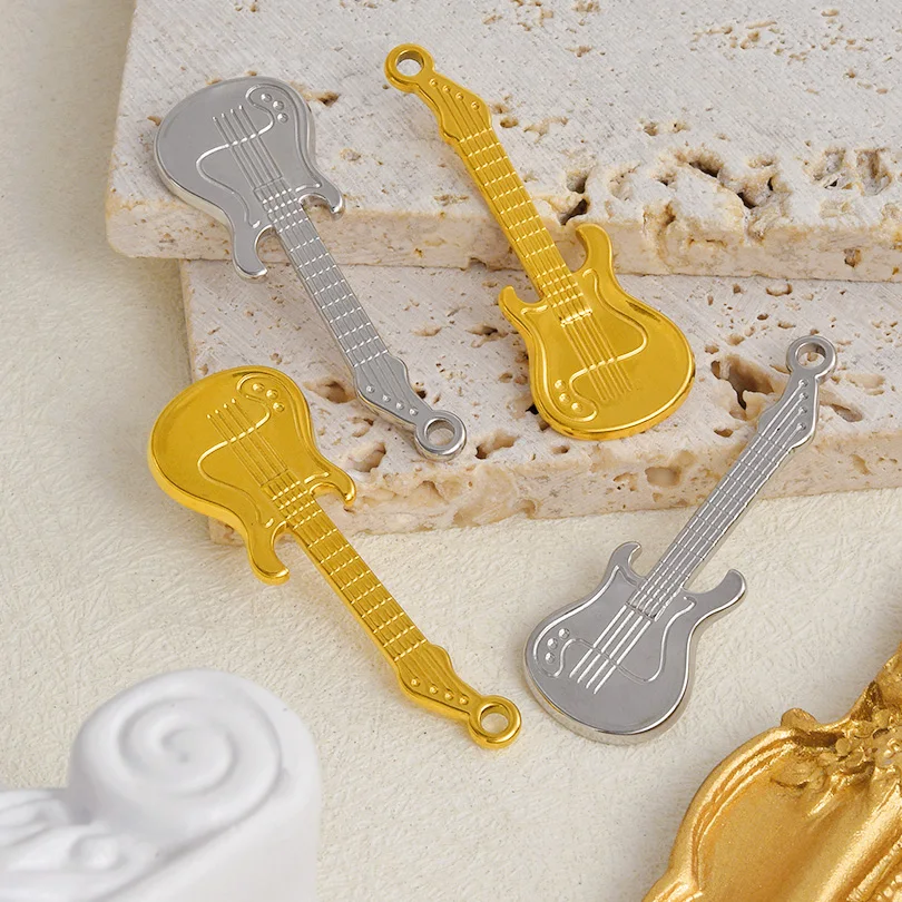 جديد 10 قطع الفولاذ المقاوم للصدأ الغيتار القرن الفرنسي ملاحظات على شكل المعلقات سحر DIY مجوهرات بمناسبة اكسسوارات ل قلادة أقراط