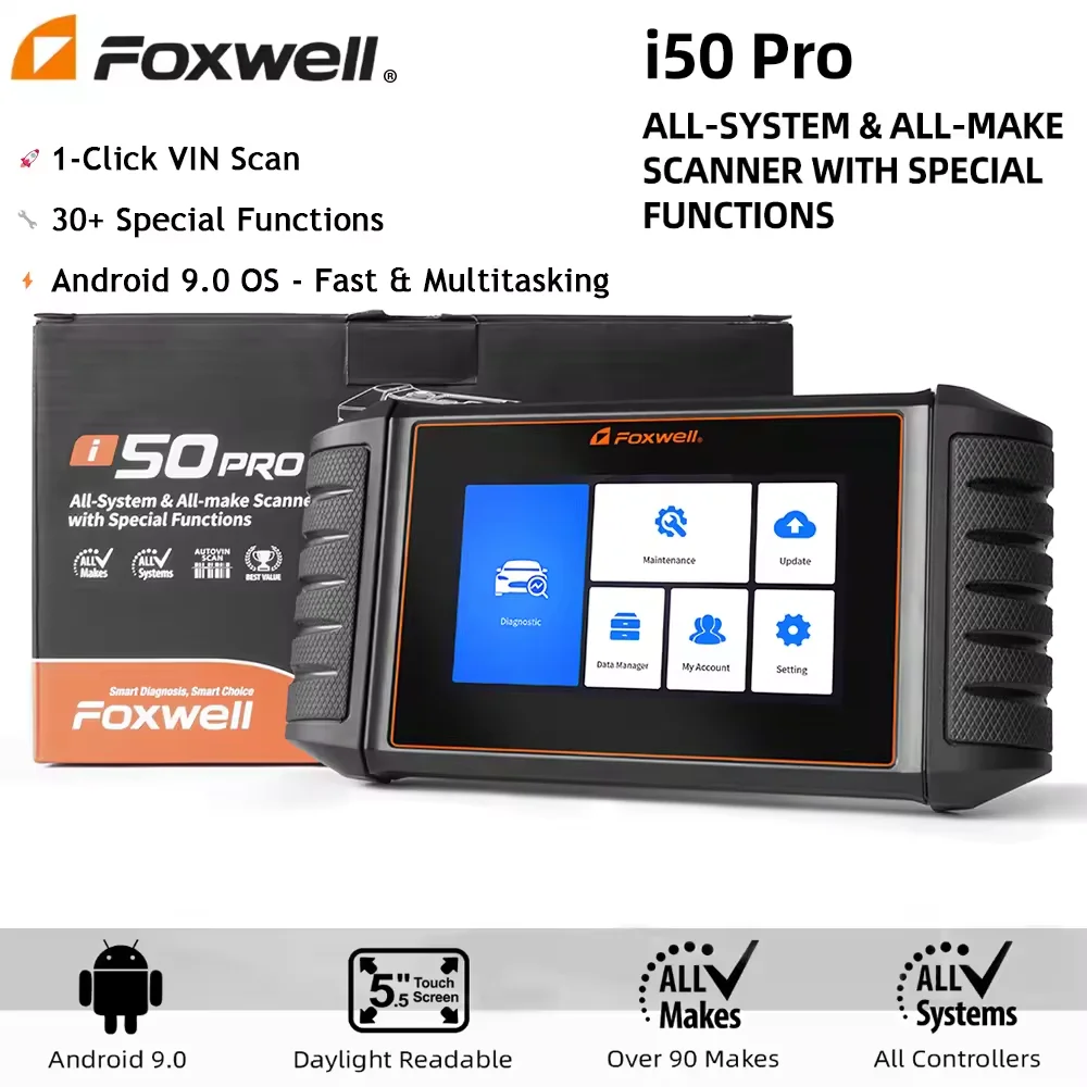Original Foxwell I50 Pro Obd2 Car Diagnostic All-System & All-make Scanner with Special Functions Obd2 Scanner Update of NT650