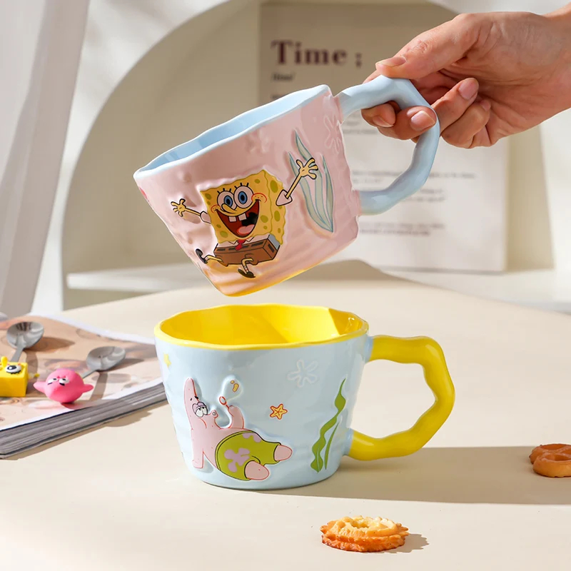 Kawaii Cartoon Spongebob Patrick Star Mug Large Capacity Water Cup Household Couple Ceramic Cup Women's Coffee Milk Cup Gifts