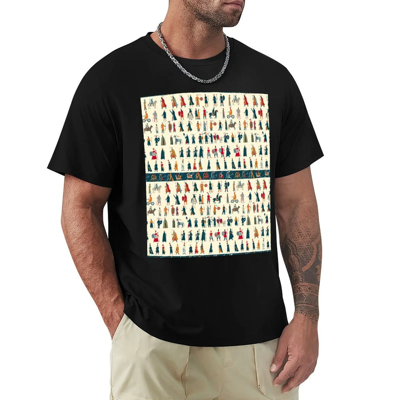 Bayeux tapestry pattern 11 T-Shirt baggy shirts boys animal print animal prinfor boys sports fans mens t shirts