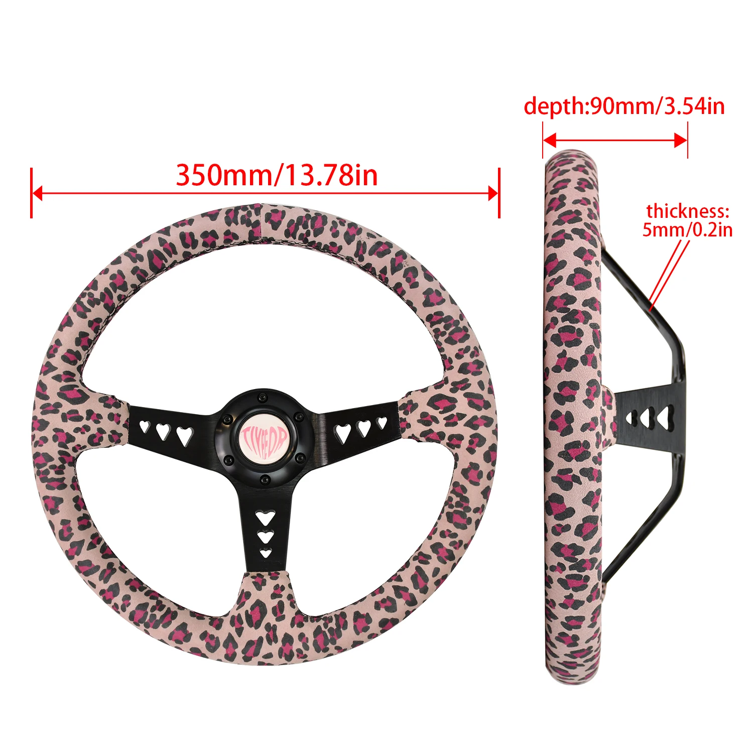 JDM style 350mm pink heart steering wheel custom embroidery steering wheel Heart-shaped Leopard Print Faux Fur Zebra Pattern