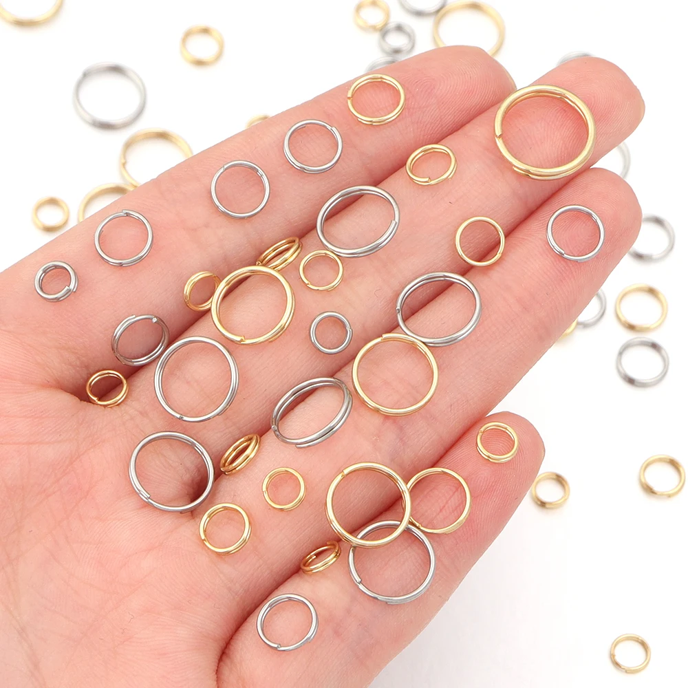 100Pcs/Lot Gold Color Stainless Steel Open Jump Split Rings Double Loops Connectors For DIY Jewelry Making Keyring Supplies