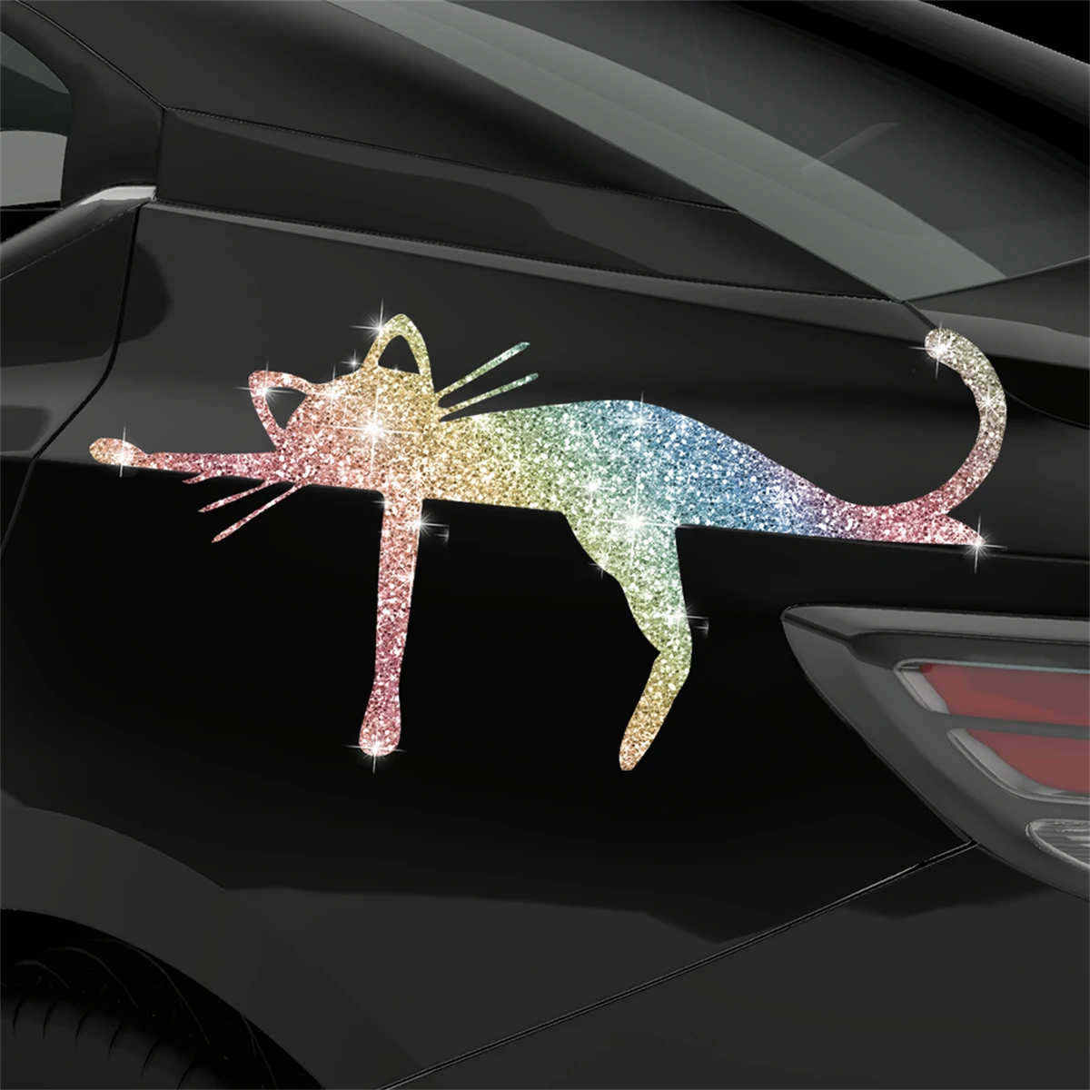 1pc Cute Cat Sticker Powder Shiny Sticker Car Imitation Diamond Shining Sticker Fashion Cute Cat for Car motorcycle