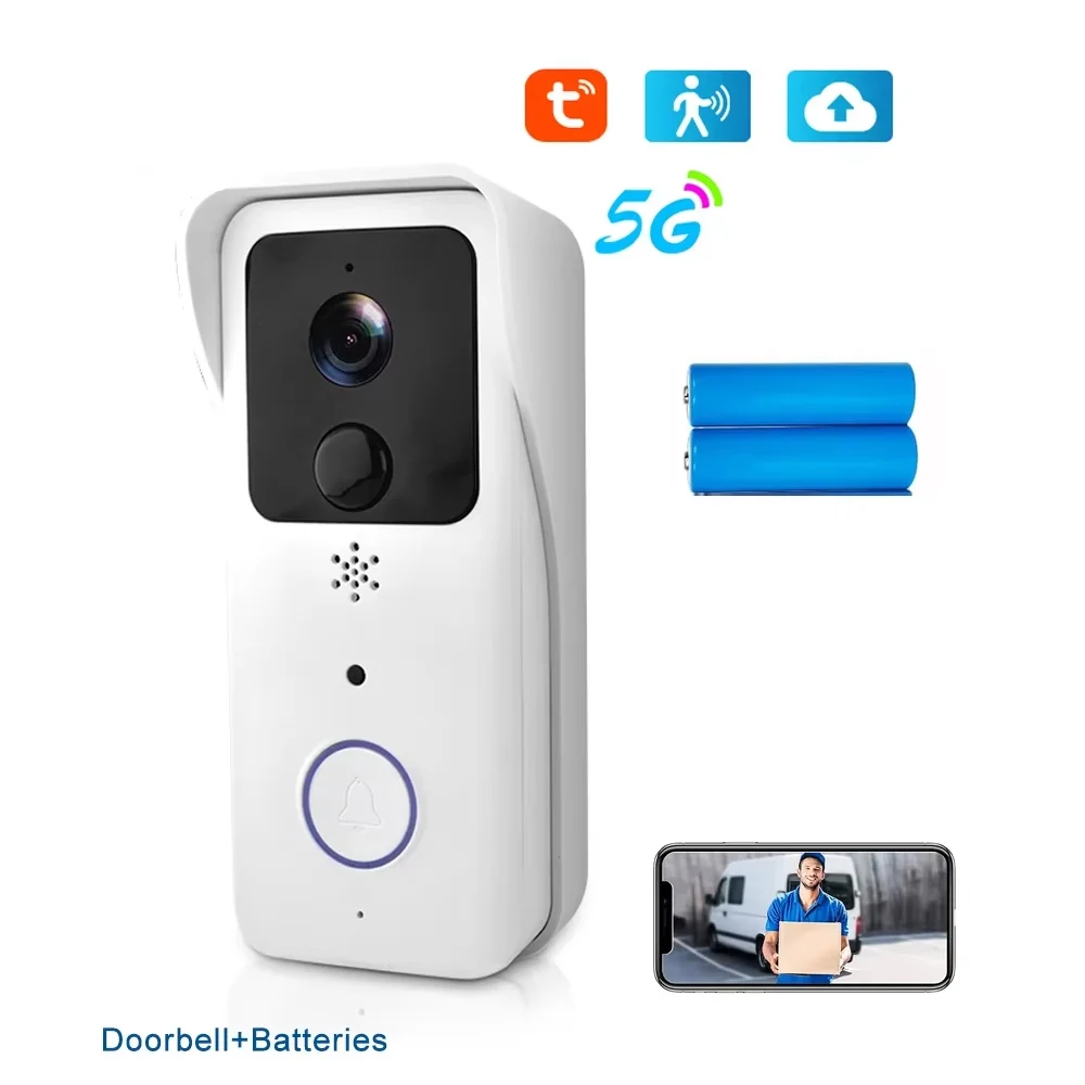 5G 2.4G WiFi Video Deurbel 1080P Tuya Smart Outdoor Draadloze Intercom Waterdichte Draadloze Camera met AC/DC Voeding