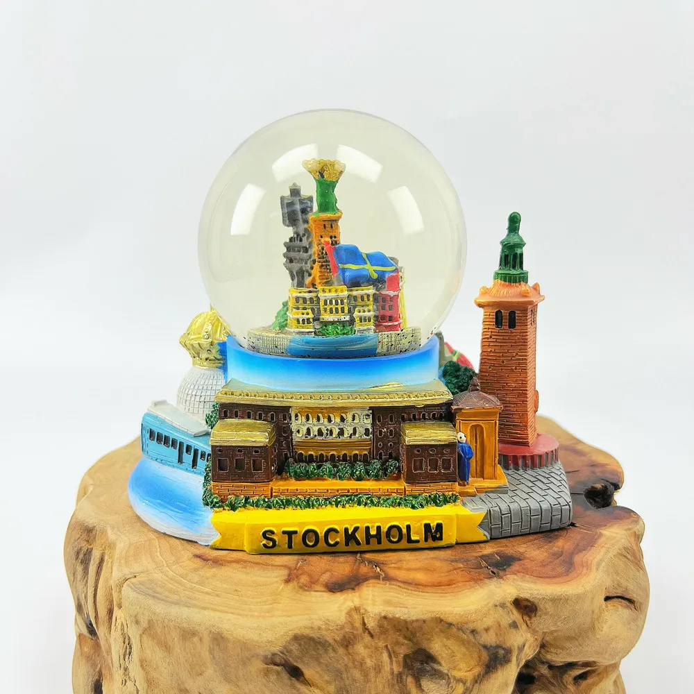 Stockholm 3D CityLandscape Snow Globe Fridge Magnet, Resin Europeanstyle Travel Keepsake, Gift & Collectible