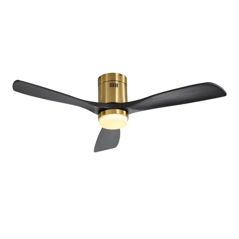 52 Inch Indoor Wood Ceiling Fan With 3 Solid Wood Blades Remote Control Reversible DC Motor For Living Room