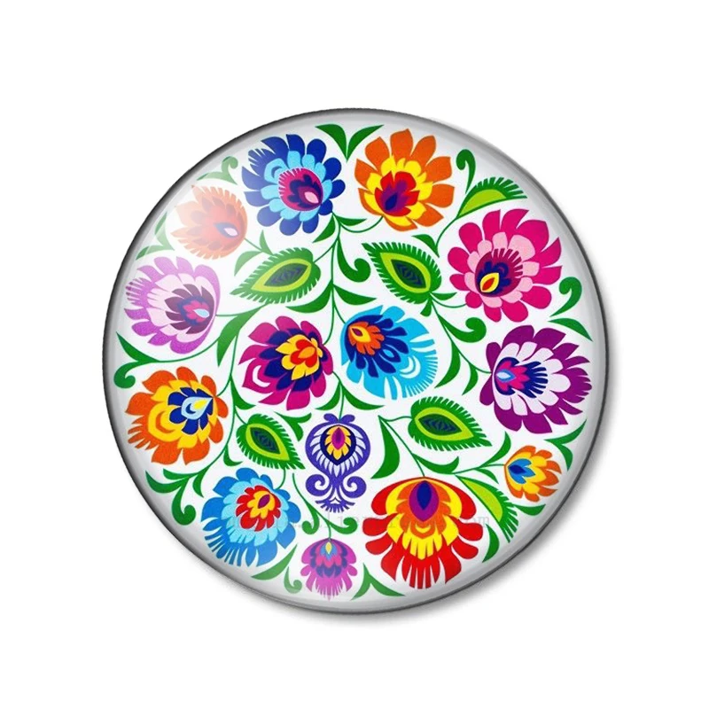 New 12mm/14mm/16mm/18mm/20mm/25mm Polish Folk Art Patterns Glass Cabochon Demo Flat Back Making Findings Jewelry Making