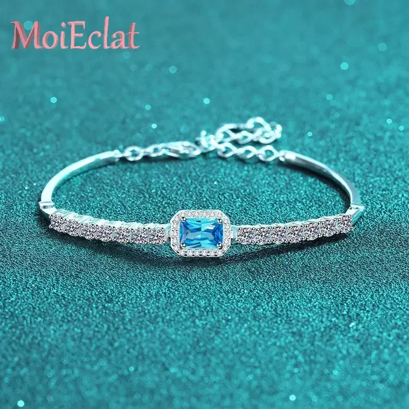 

Sparkling Rectangular Chamfer 2.4ct Moissanite Bracelet, Platinum PT950 Elegant Luxury Jewelry for Women Wedding Fine Gift
